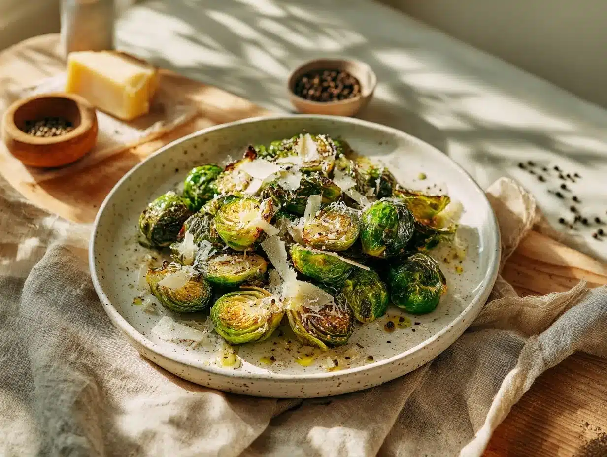 cacio e pepe Brussels sprouts preparation steps