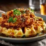cornbread waffles with fried chicken - featured image