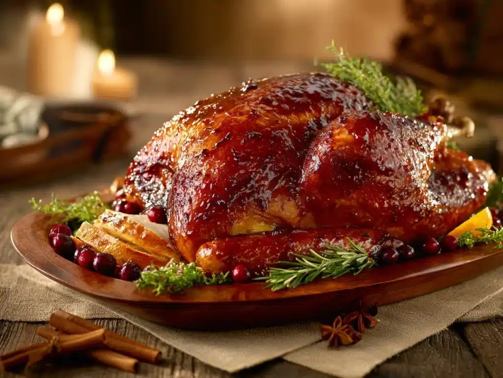 cranberry mustard glazed turkey - featured image
