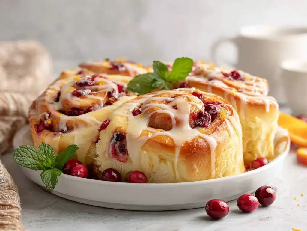 cranberry orange sweet rolls - featured image