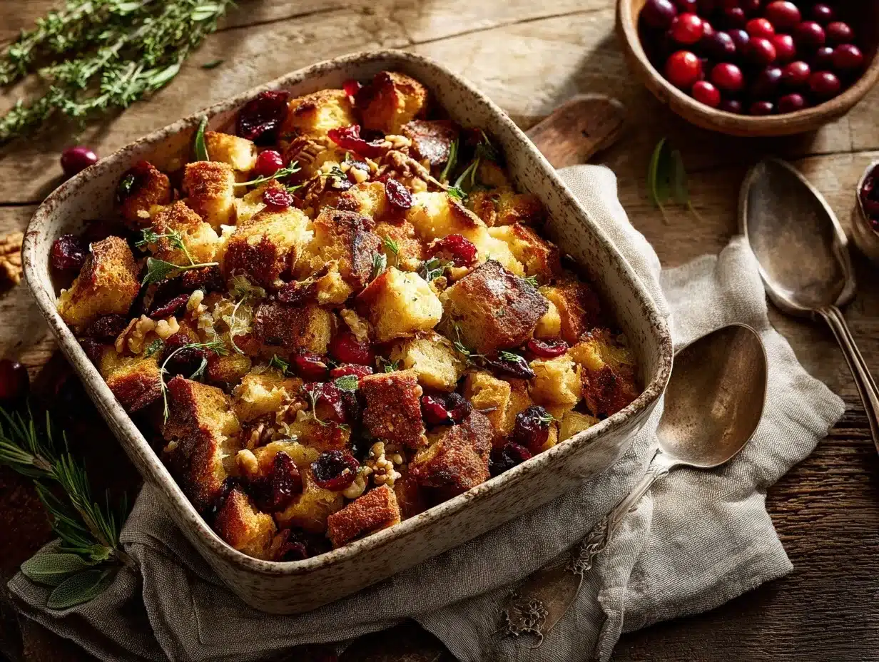 cranberry walnut stuffing preparation steps