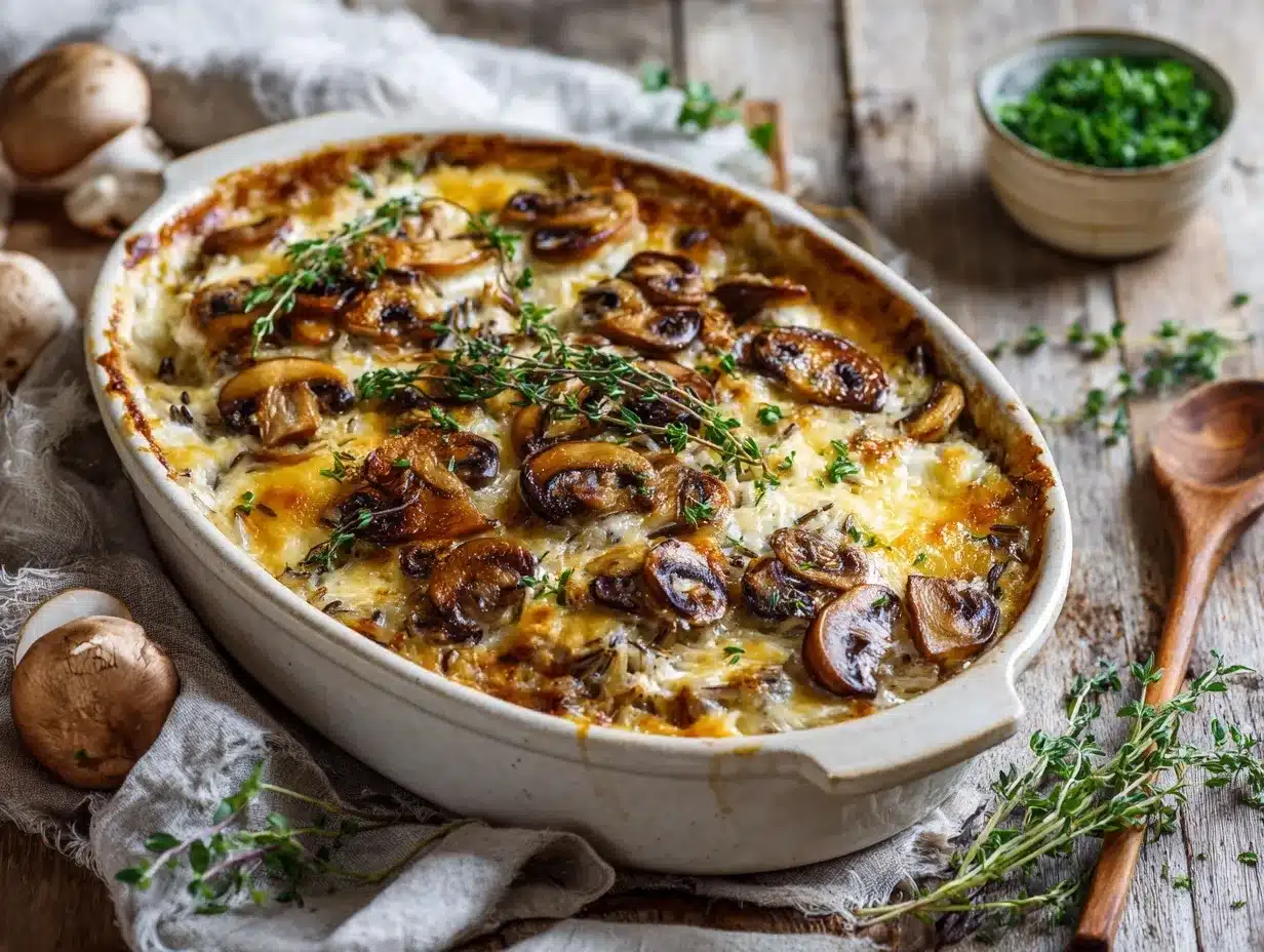 Creamy Mushroom Wild Rice Casserole preparation steps