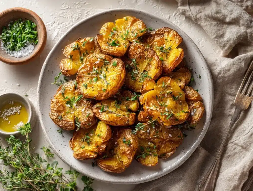 crispy smashed potatoes - featured image