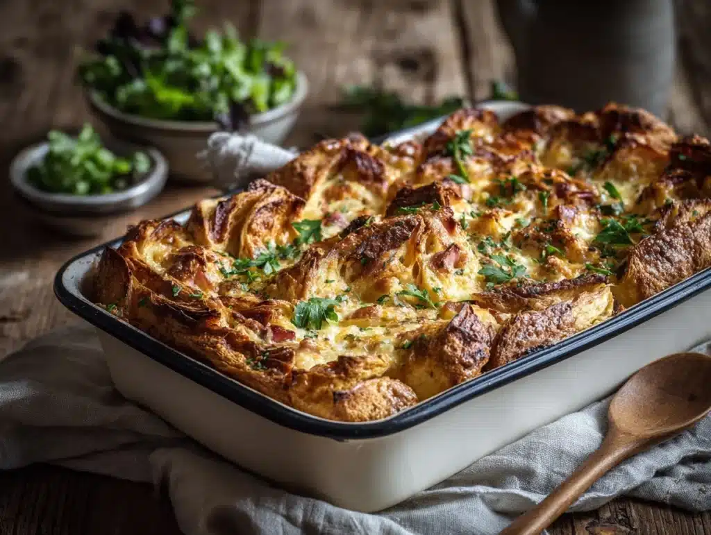 ham and cheese croissant bake - featured image