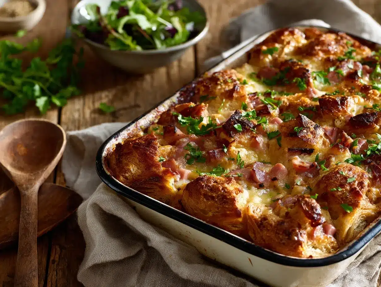 ham and cheese croissant bake preparation steps