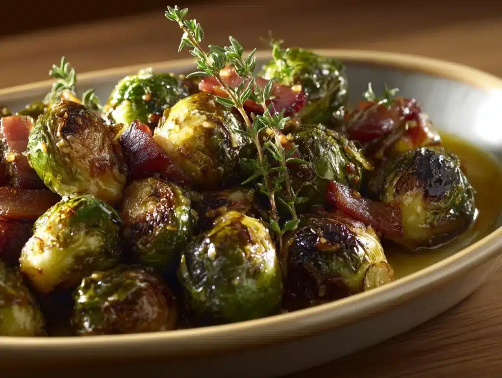maple dijon roasted brussels sprouts - featured image