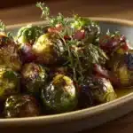 maple dijon roasted brussels sprouts - featured image
