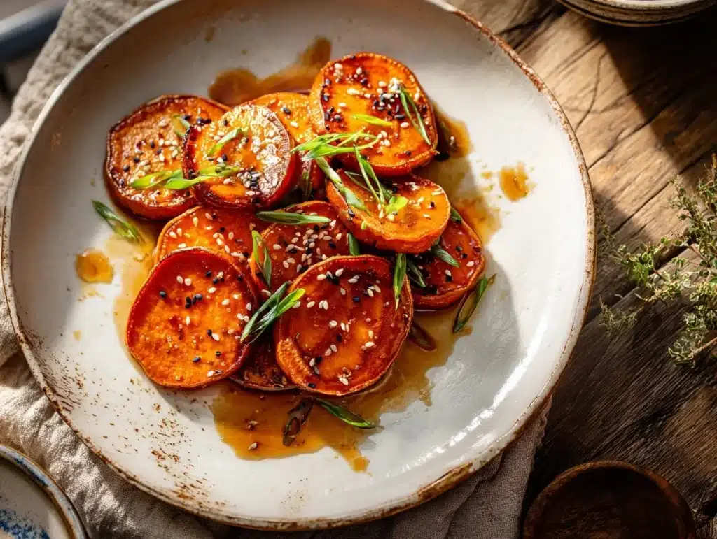 maple miso sweet potato rounds - featured image