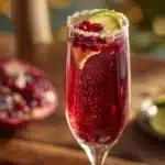 pomegranate champagne cocktail - featured image