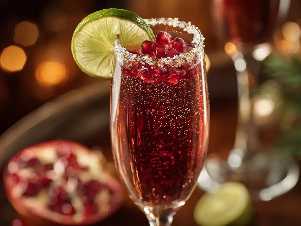 pomegranate champagne cocktail preparation steps