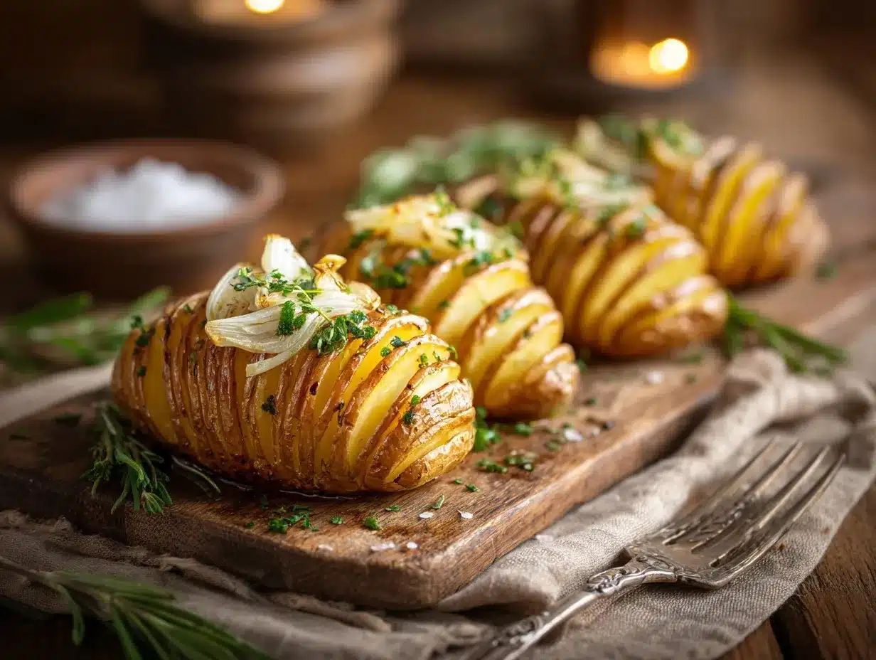 roasted garlic hasselback potatoes preparation steps