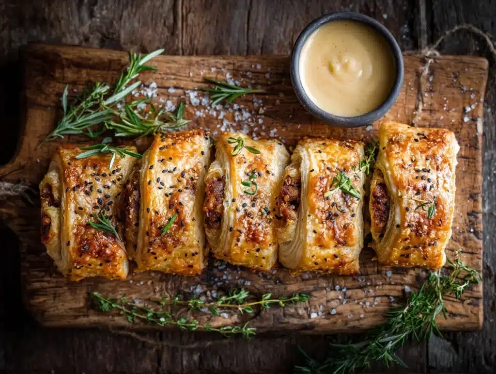 savory puff pastry sausage rolls - featured image