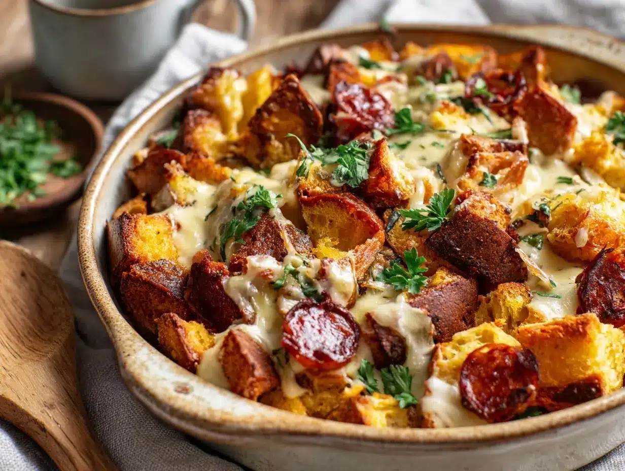 Spanish chorizo stuffing preparation steps