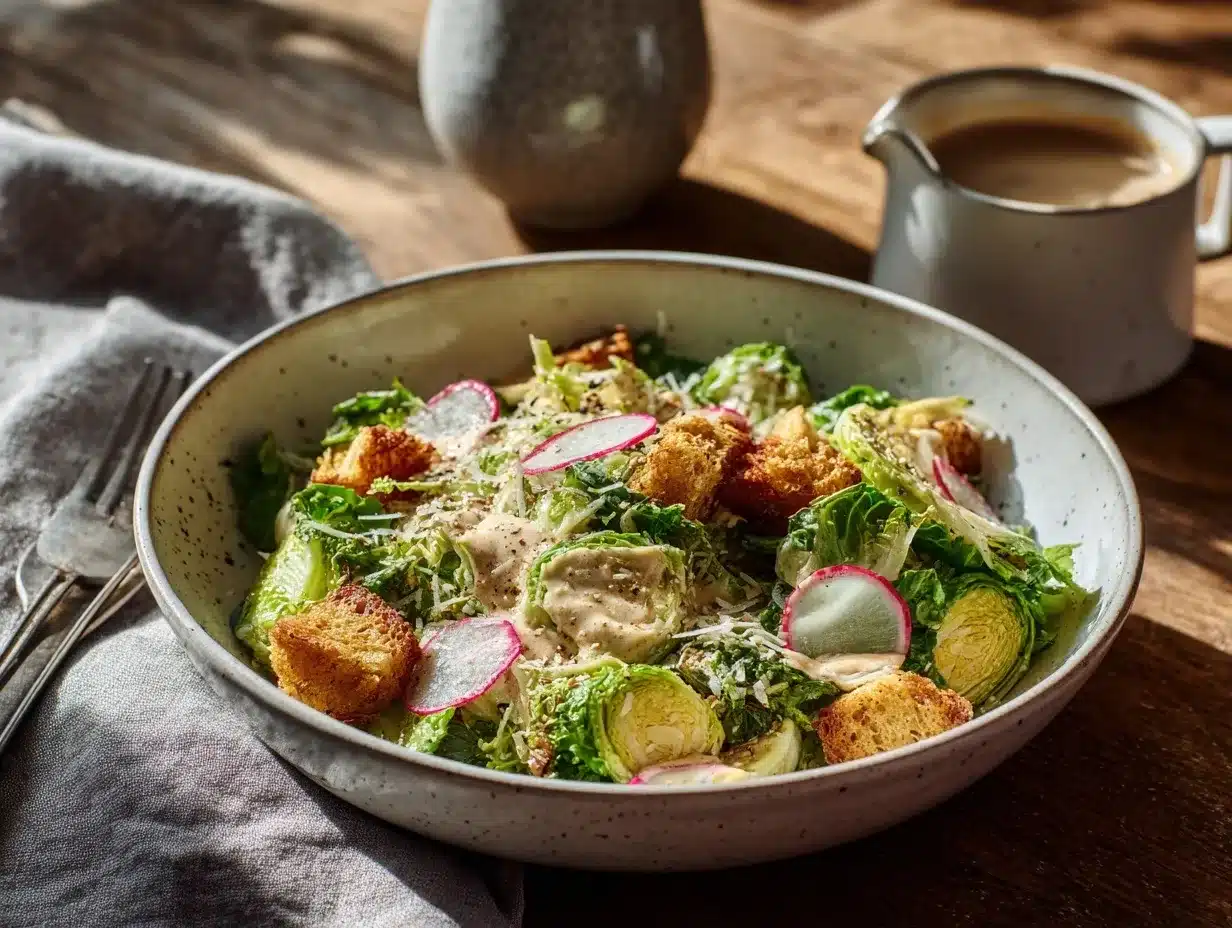 Tahini Caesar Brussels Sprout Salad preparation steps