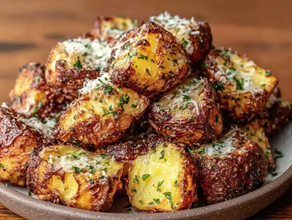 air fryer garlic parmesan potato bites - featured image