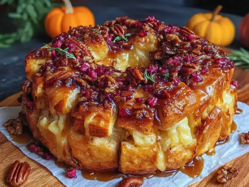 Caramelized Apple Pecan Baked Brie Pull-Apart Bread - featured image