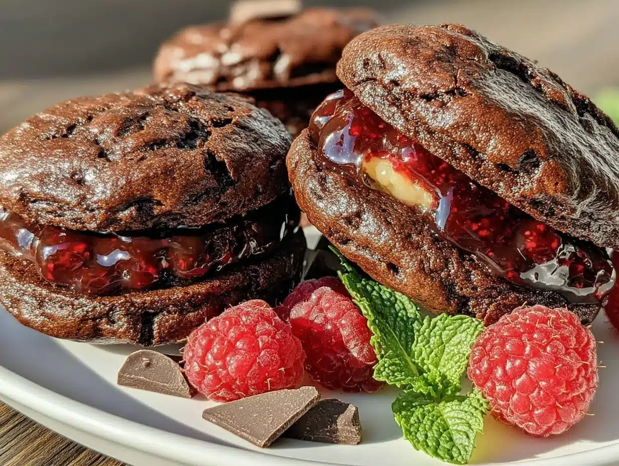 Chocolate Raspberry Brownie Sandwich Cookies preparation steps