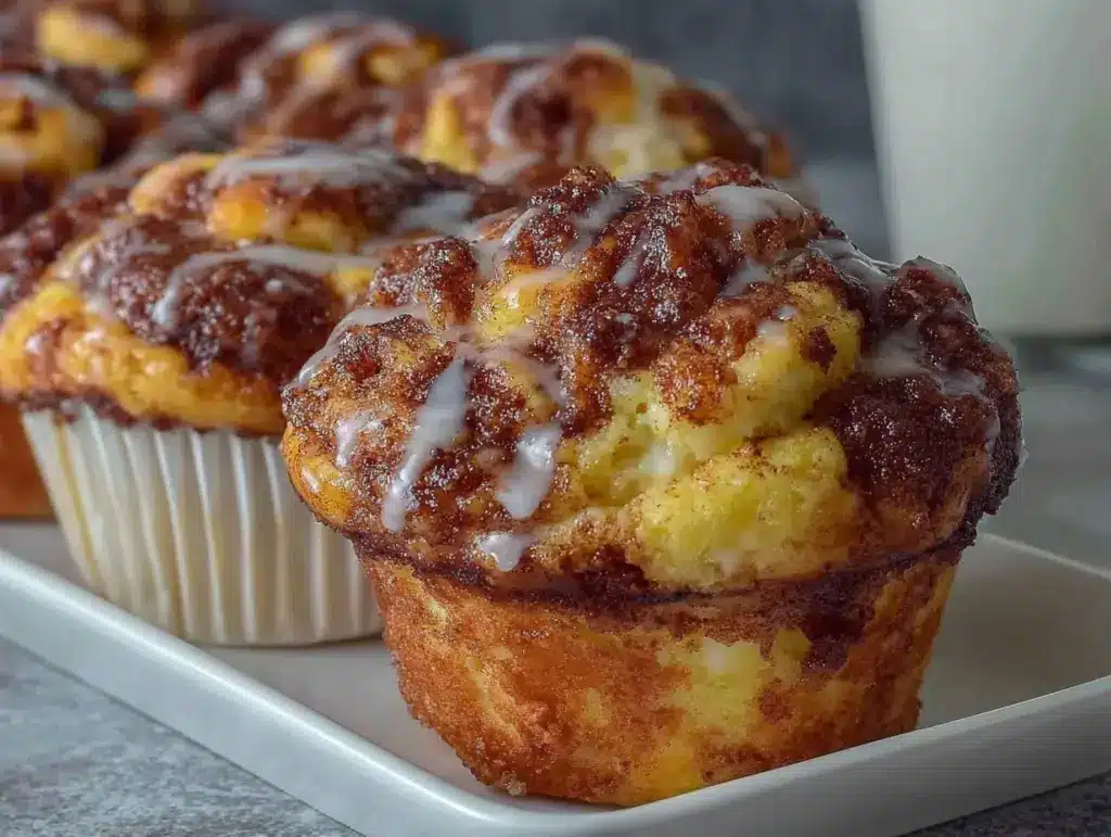 cinnamon roll apple fritter muffins - featured image