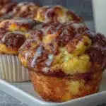 cinnamon roll apple fritter muffins - featured image