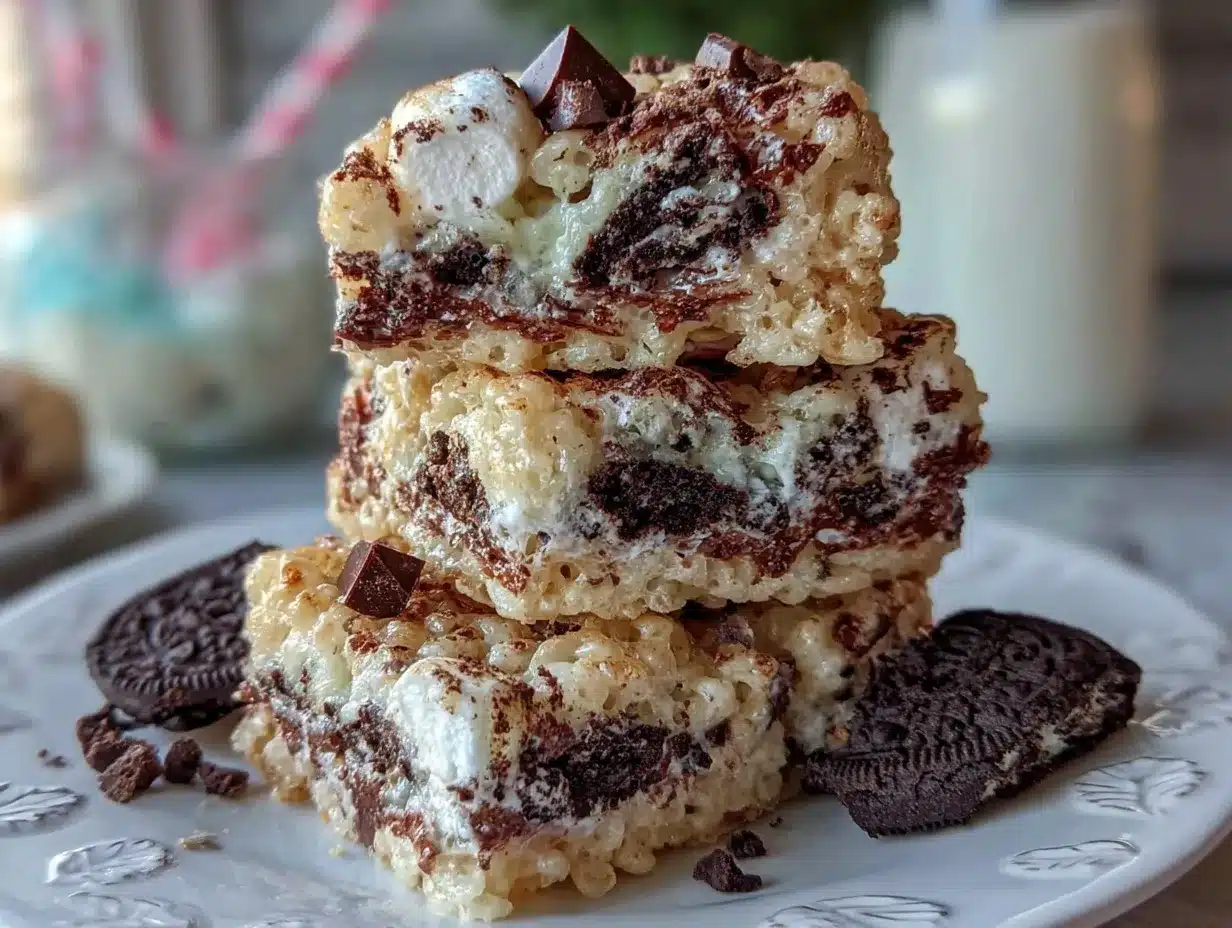 Cookies and Cream Smores Krispie Treats preparation steps