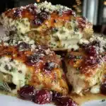 cranberry brie stuffed chicken - featured image