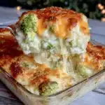 creamy cheesy broccoli rice casserole - featured image