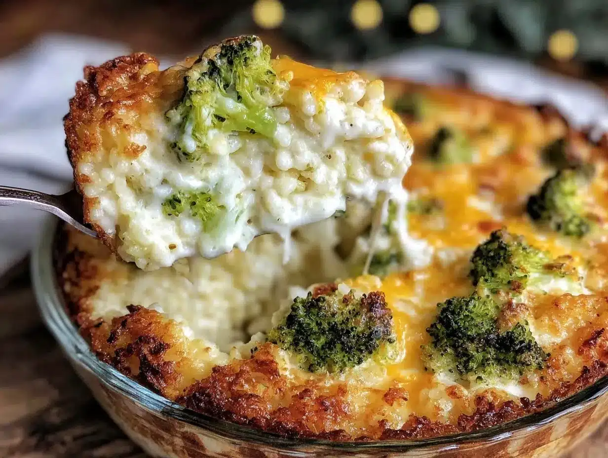 creamy cheesy broccoli rice casserole preparation steps