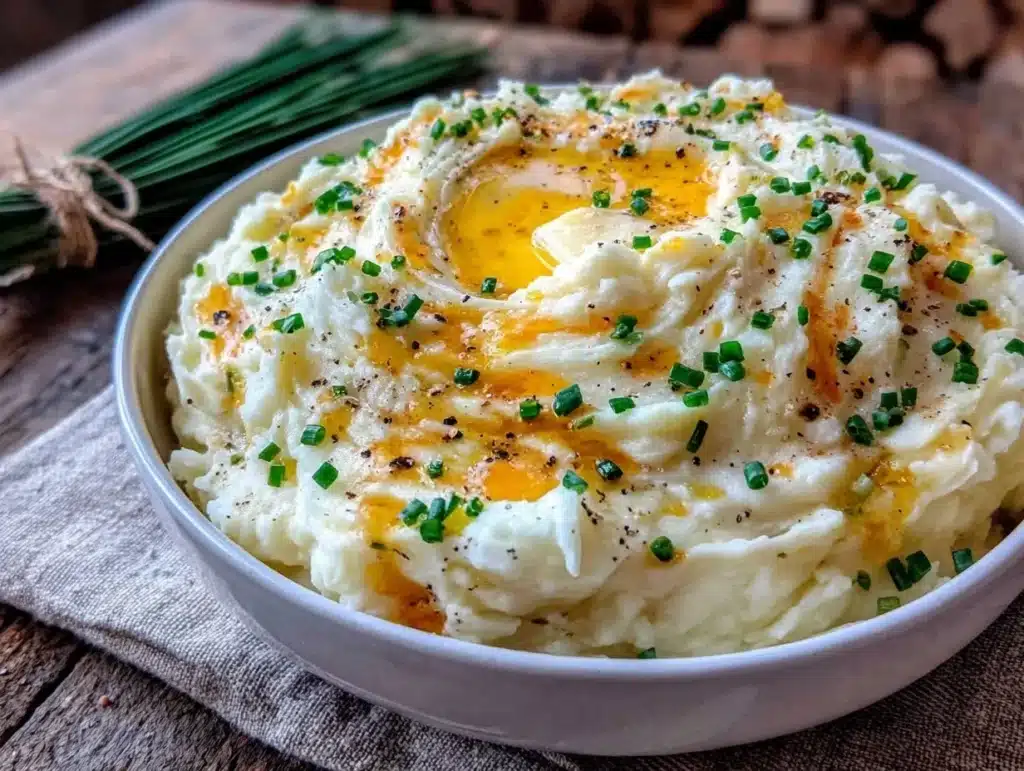 creamy cheesy garlic mashed potatoes - featured image