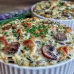 creamy chicken wild rice casserole - featured image