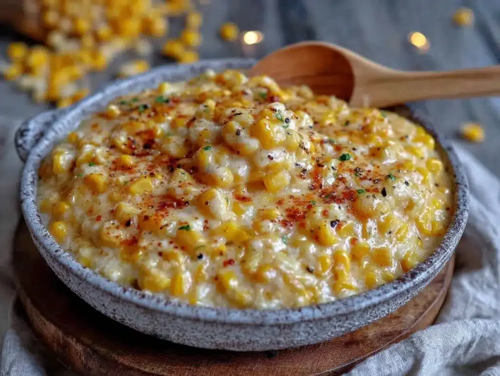creamy honey butter skillet corn - featured image
