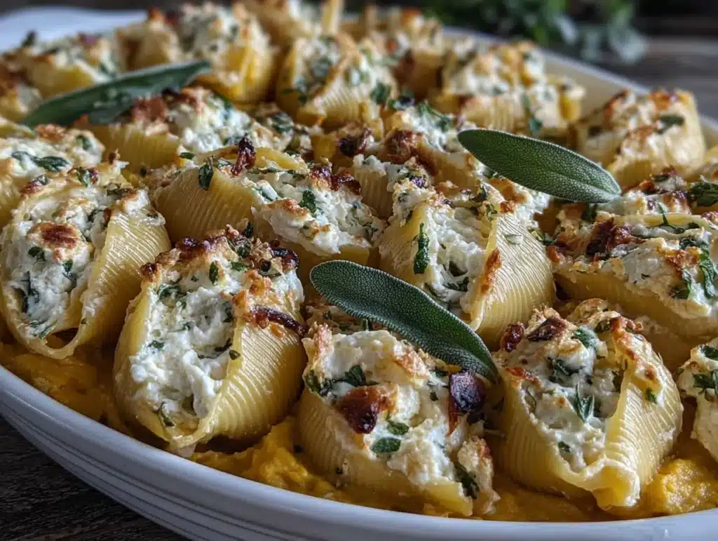creamy pumpkin ricotta stuffed shells - featured image