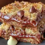 crispy brown butter coconut toffee cookie bars - featured image