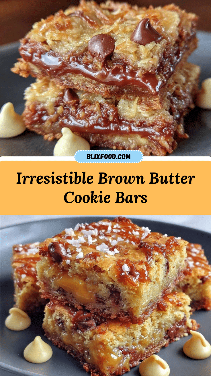 crispy brown butter coconut toffee cookie bars recipe