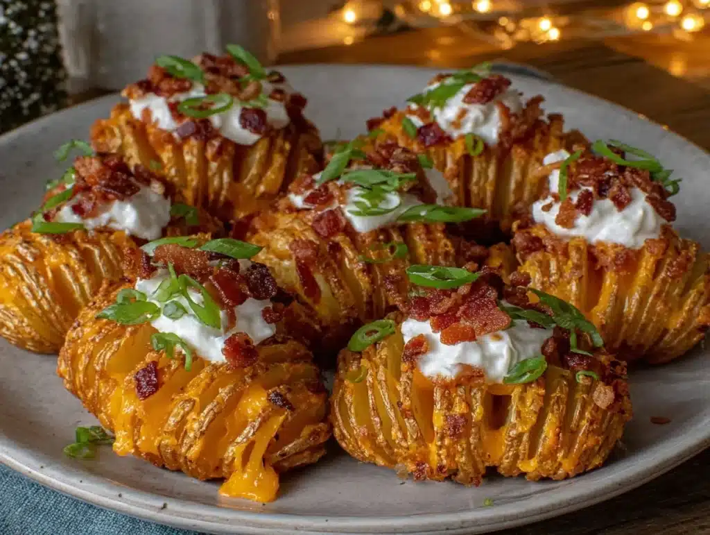 crispy loaded Hasselback potato bites - featured image