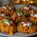 crispy loaded Hasselback potato bites - featured image