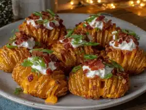 crispy loaded Hasselback potato bites - featured image