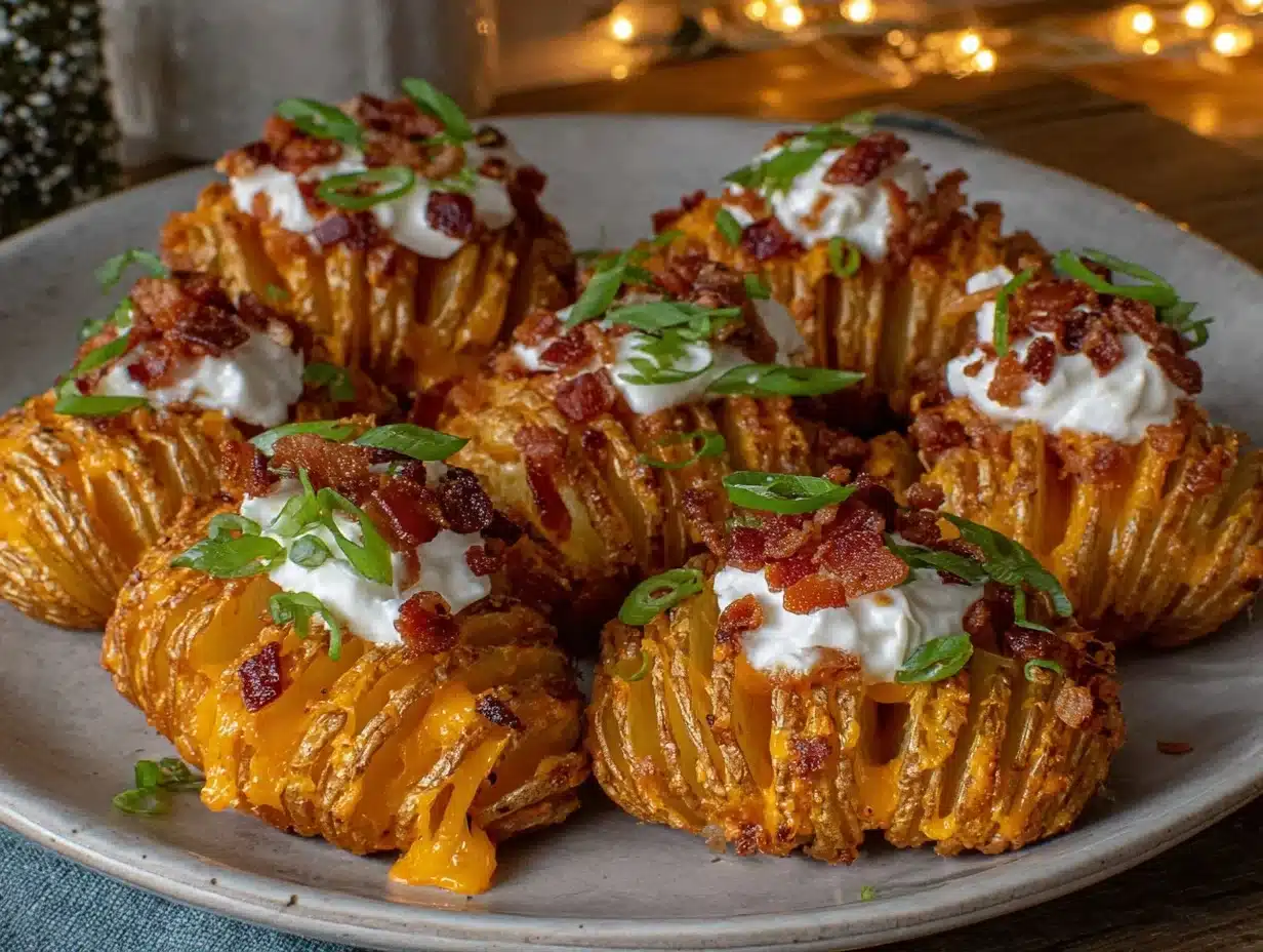 crispy loaded Hasselback potato bites - featured image