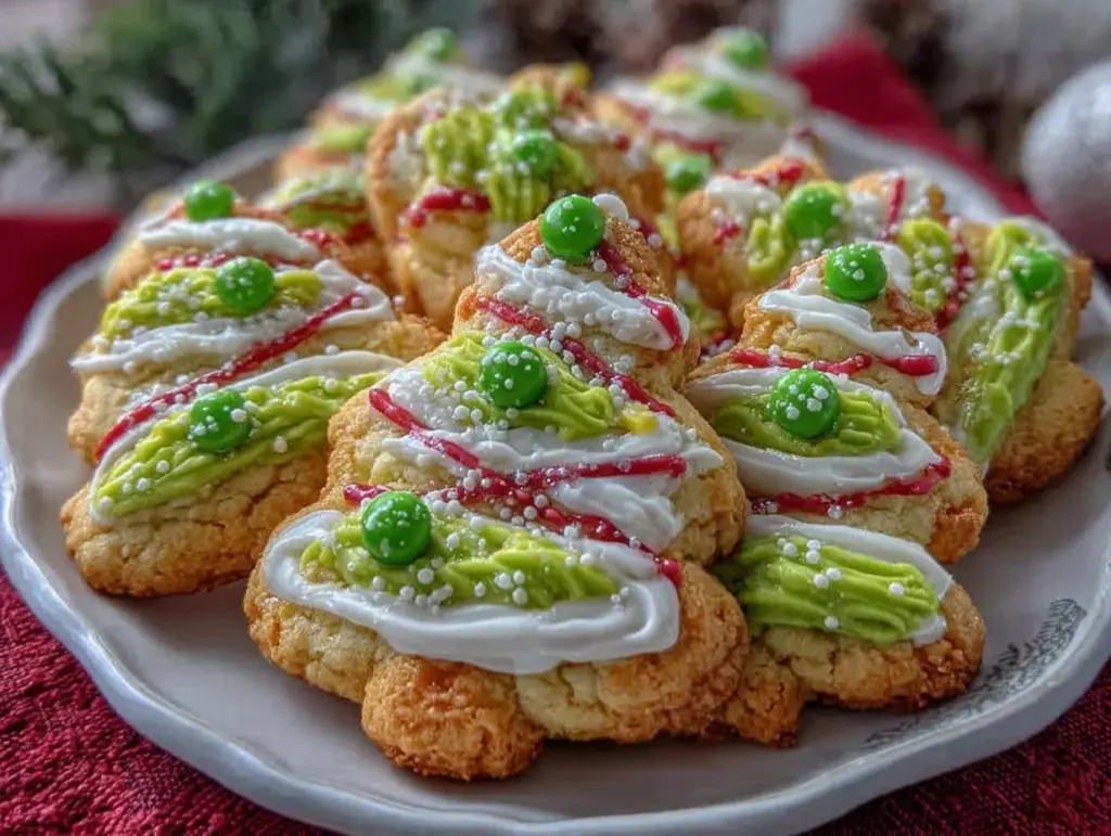 Grinch Christmas Tree Sugar Cookies - featured image