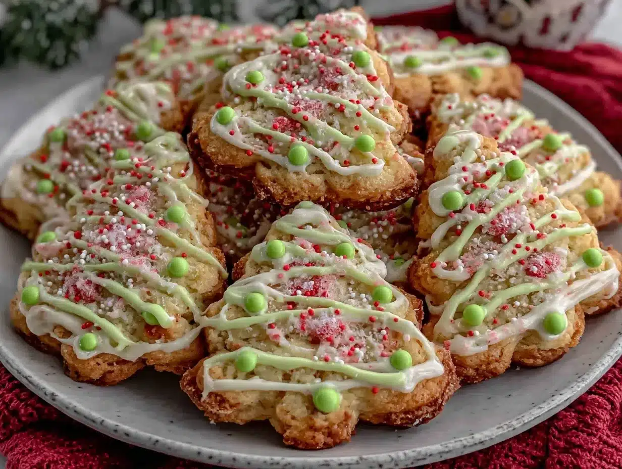 Grinch Christmas Tree Sugar Cookies preparation steps