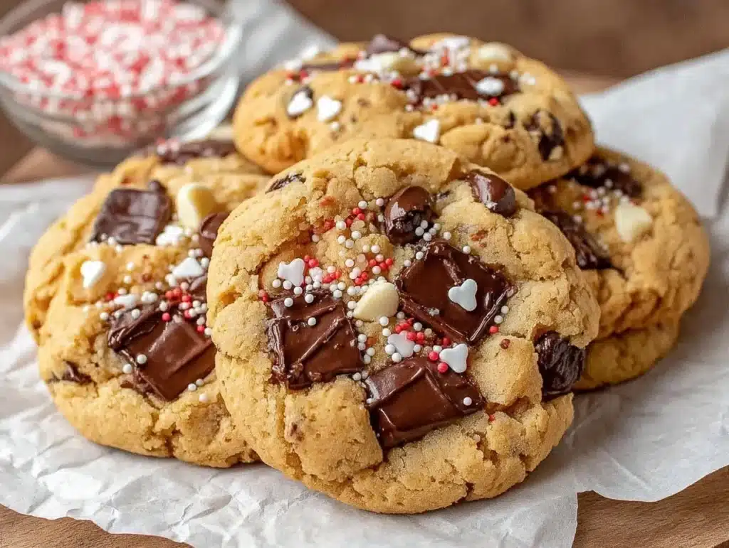 heart-shaped chocolate chip cookies - featured image