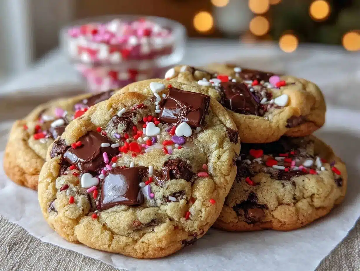 heart-shaped chocolate chip cookies preparation steps