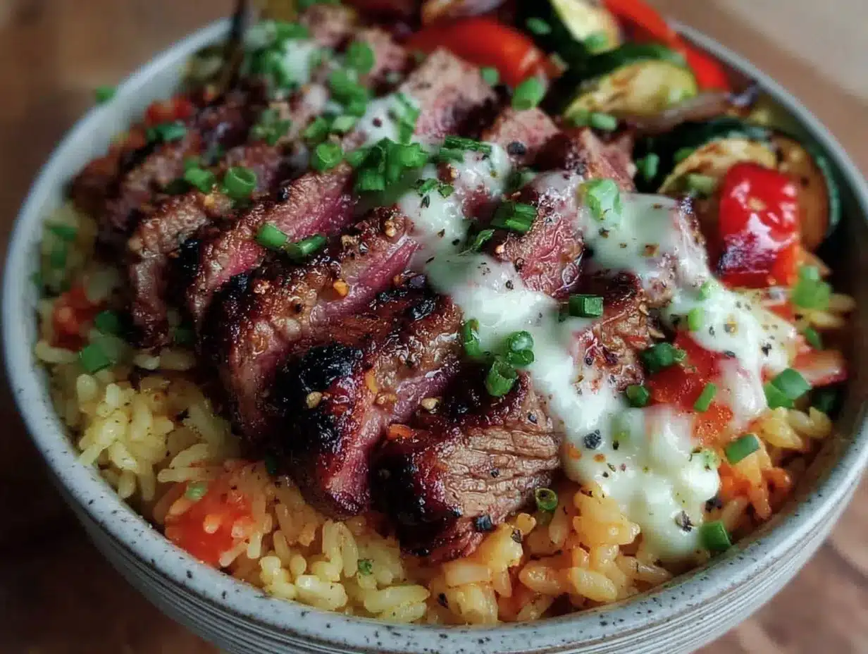 loaded steak queso rice bowl preparation steps