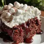 marshmallow chocolate poke cake - featured image