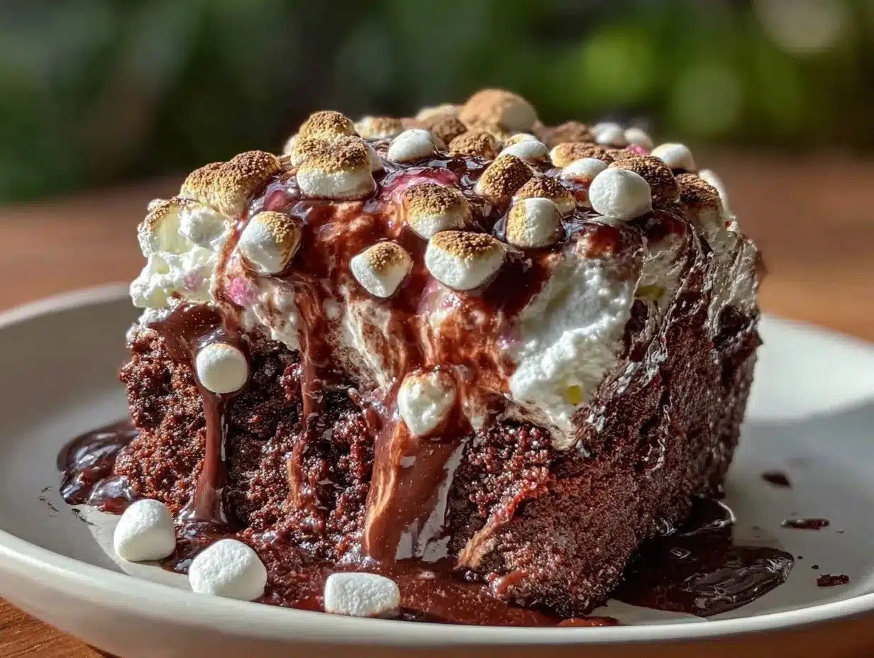 marshmallow chocolate poke cake preparation steps