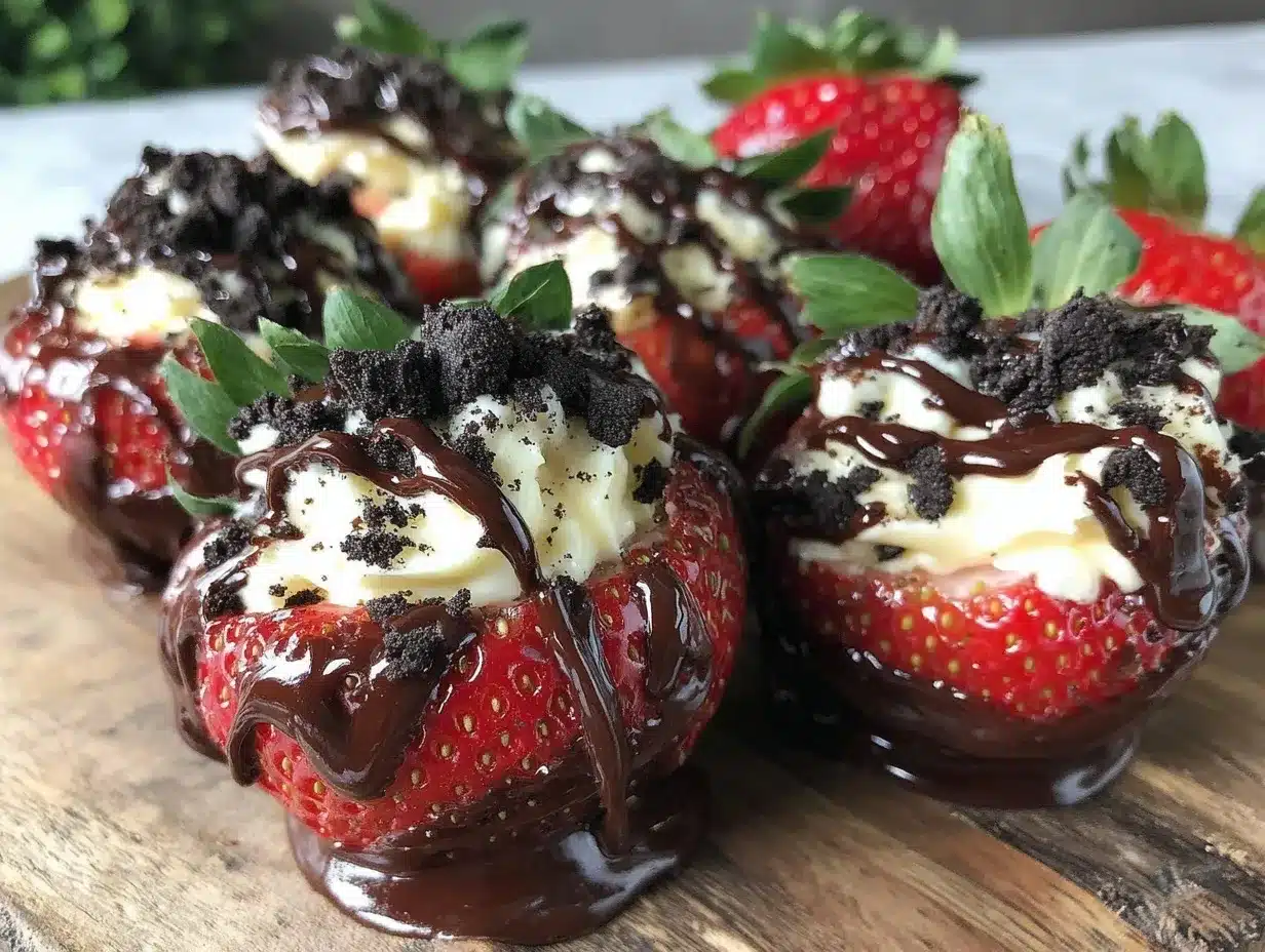 Oreo cheesecake stuffed strawberries preparation steps