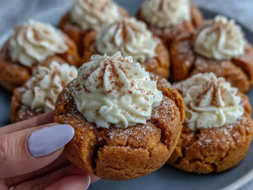pumpkin cheesecake thumbprint cookies - featured image