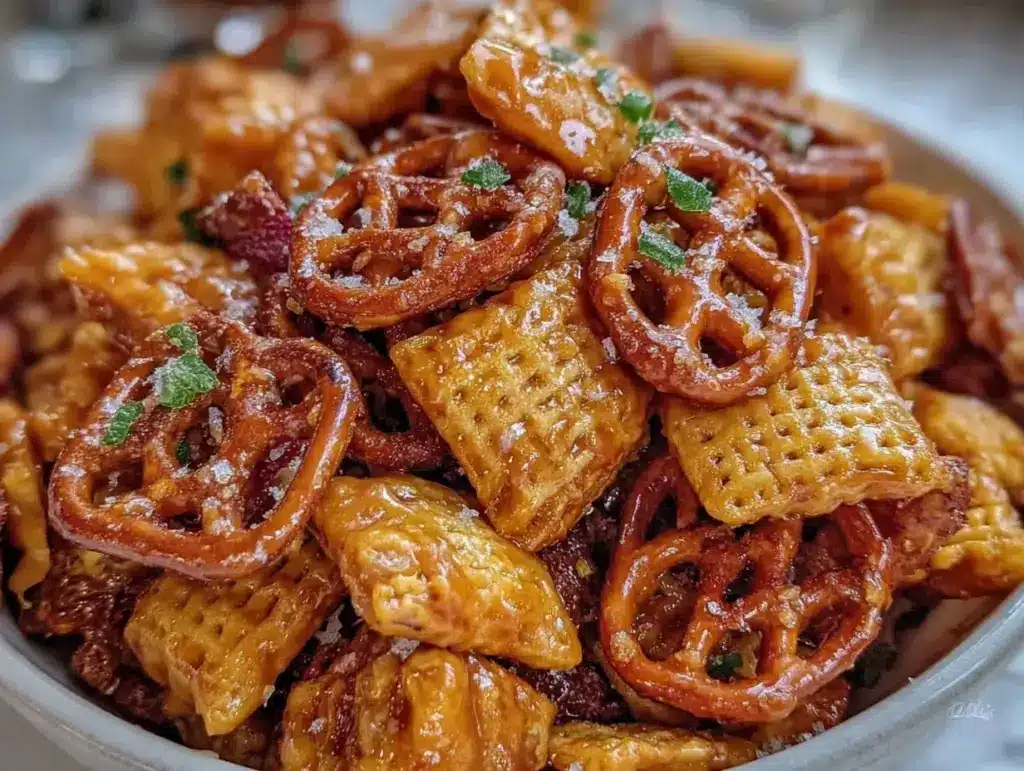 Salted Caramel Pretzel Toffee Chex Mix - featured image