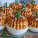 Spooky Pumpkin Deviled Eggs - featured image