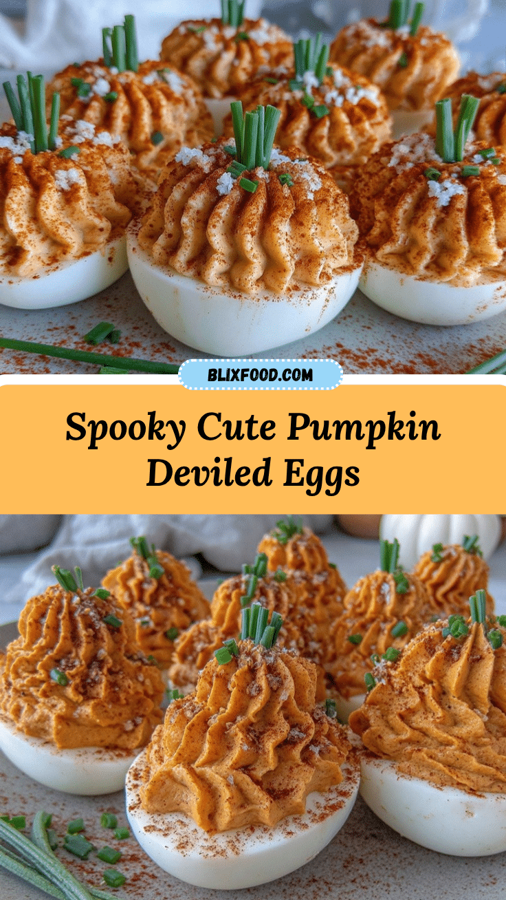 Spooky Pumpkin Deviled Eggs recipe