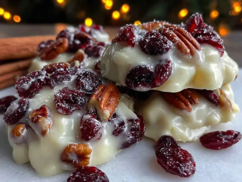 white chocolate cranberry pecan clusters - featured image